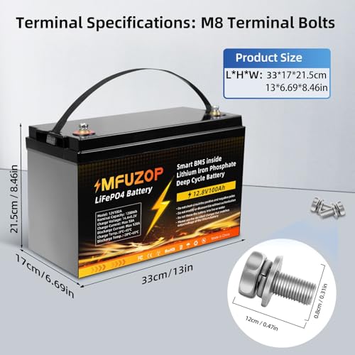 12V 100Ah LiFePO4 Battery with 100A BMS P9308