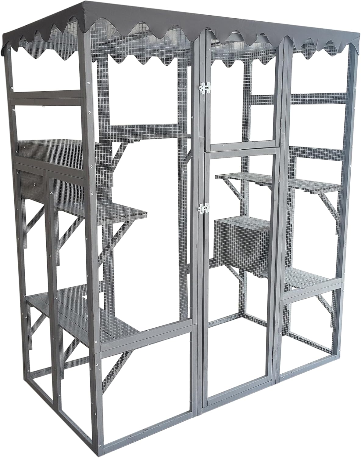 Large Wooden Cat Enclosure with Wheels and Glass Doors, 38" X 32" X 24" X612