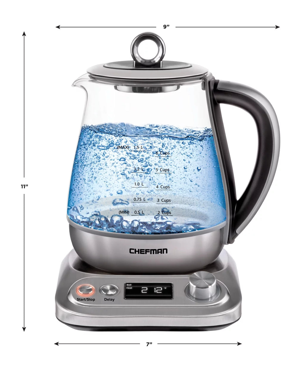 Digital Programmable Glass Electric Kettle, Stainless Steel, 1.5 Liter P4466