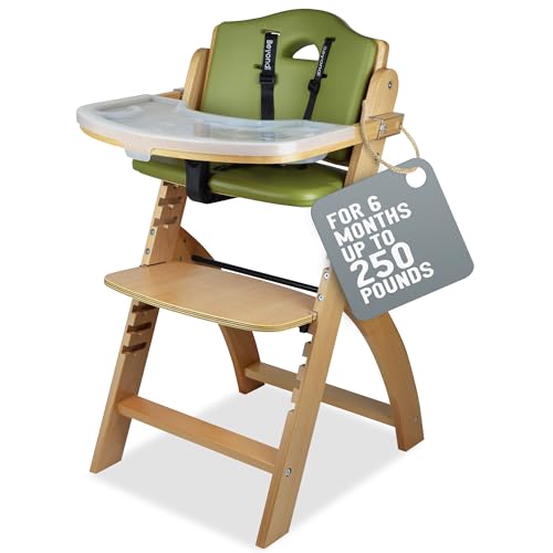 Mahogany Wood Olive Cushion Convertible High Chair D913100