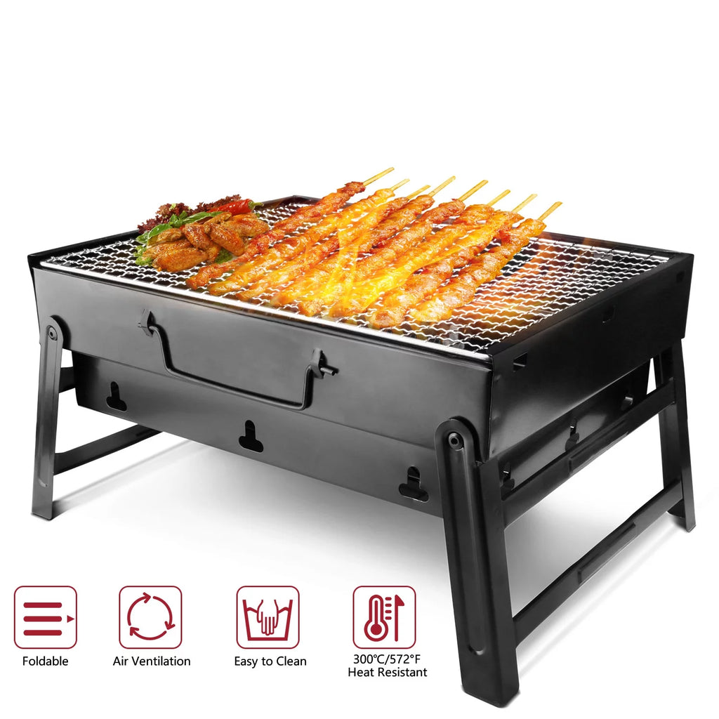 13.7" Foldable Stainless Steel Charcoal Grill I69334