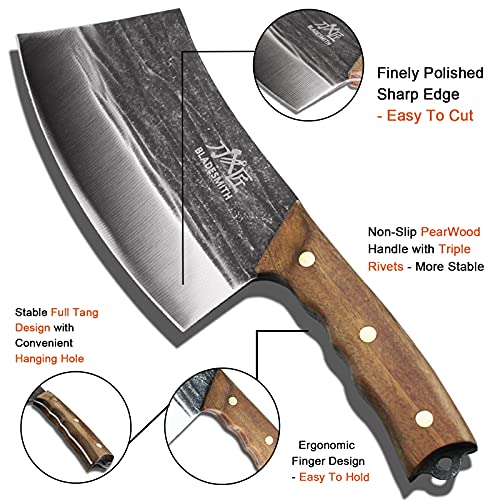 6.3'' Stainless Steel Meat Cleaver with Pear Wood Handle H57831