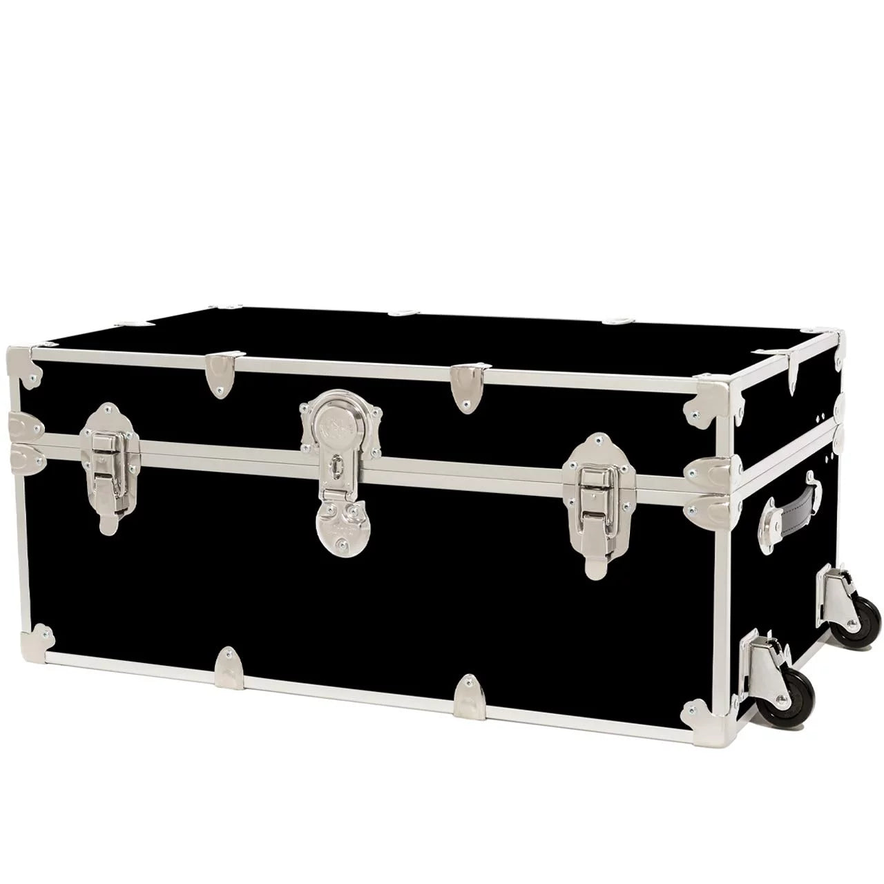 Large Leather Embossed Vinyl Trunk with Removable Wheels 32"x18"x14" (Black) P345