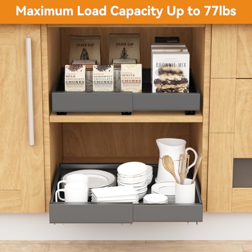 16.6" Deep Extendable Cabinet Slide Out Shelves with 3 Rails, 1 Pack B71509