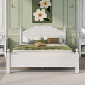 Queen Size Solid Wood Platform Bed with Headboard and Footboard White P3741