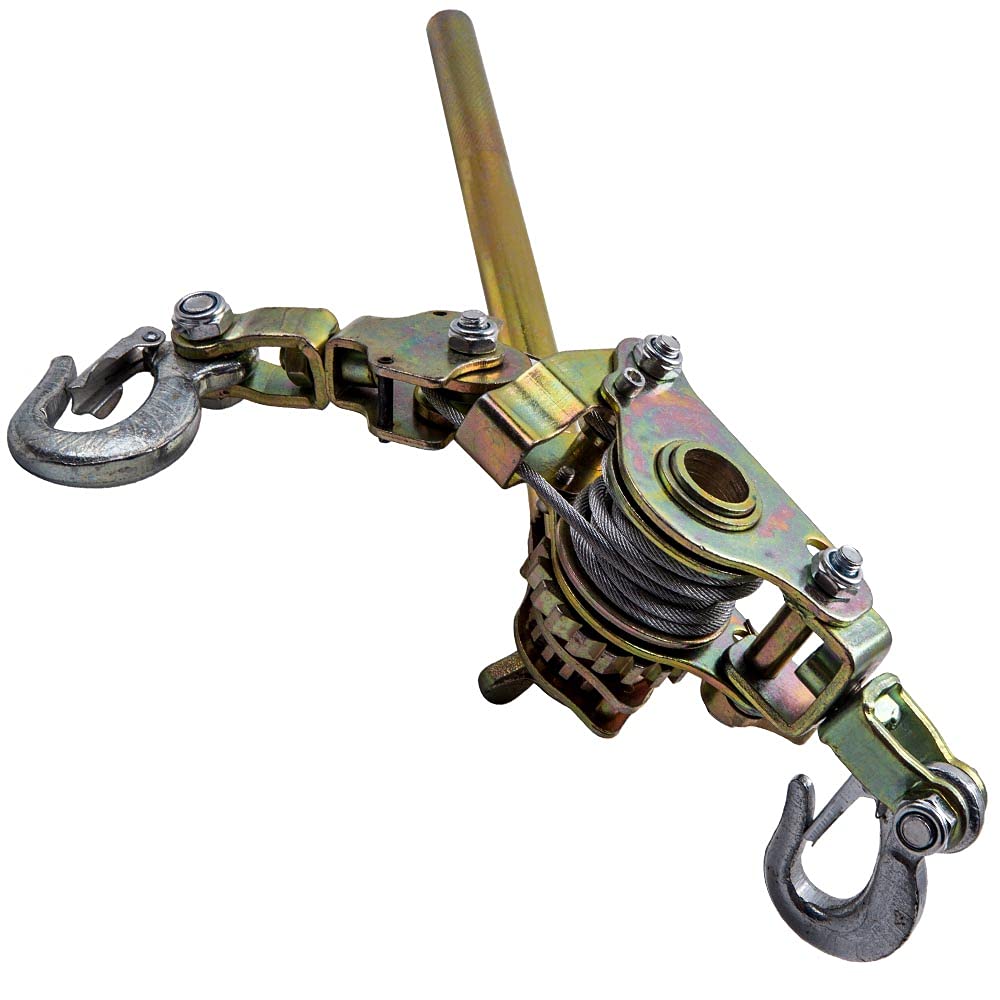 2 Ton Heavy Duty Hand Puller with Cable Rope Hooks 4400LB Metal Gear Pack of 2 M28411