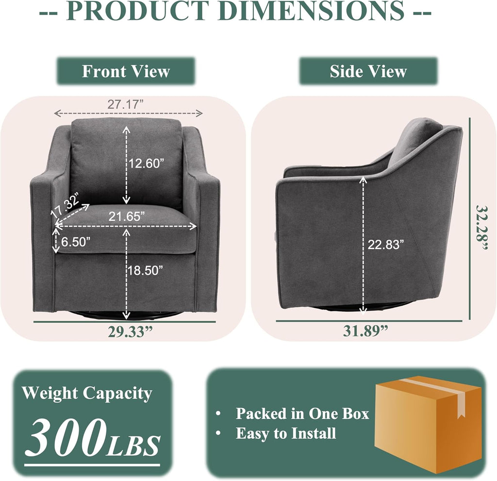 Grey Upholstered Fabric Swivel Accent Chair Set of 2 with Lumbar Pillow C685807