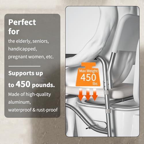 Raised Toilet Seat with Handles up to 450lbs, Wide Padded Elevated Toilet Seat P636