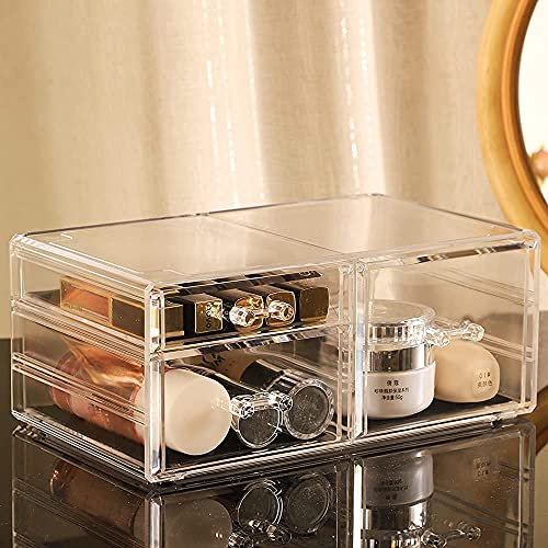 Large Clear Makeup Organizer with 8 Drawers, Set of 3 S18450