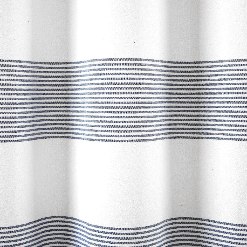 Boho Tassel Stripe Yarn Dyed Recycled Cotton Blend Shower Curtain