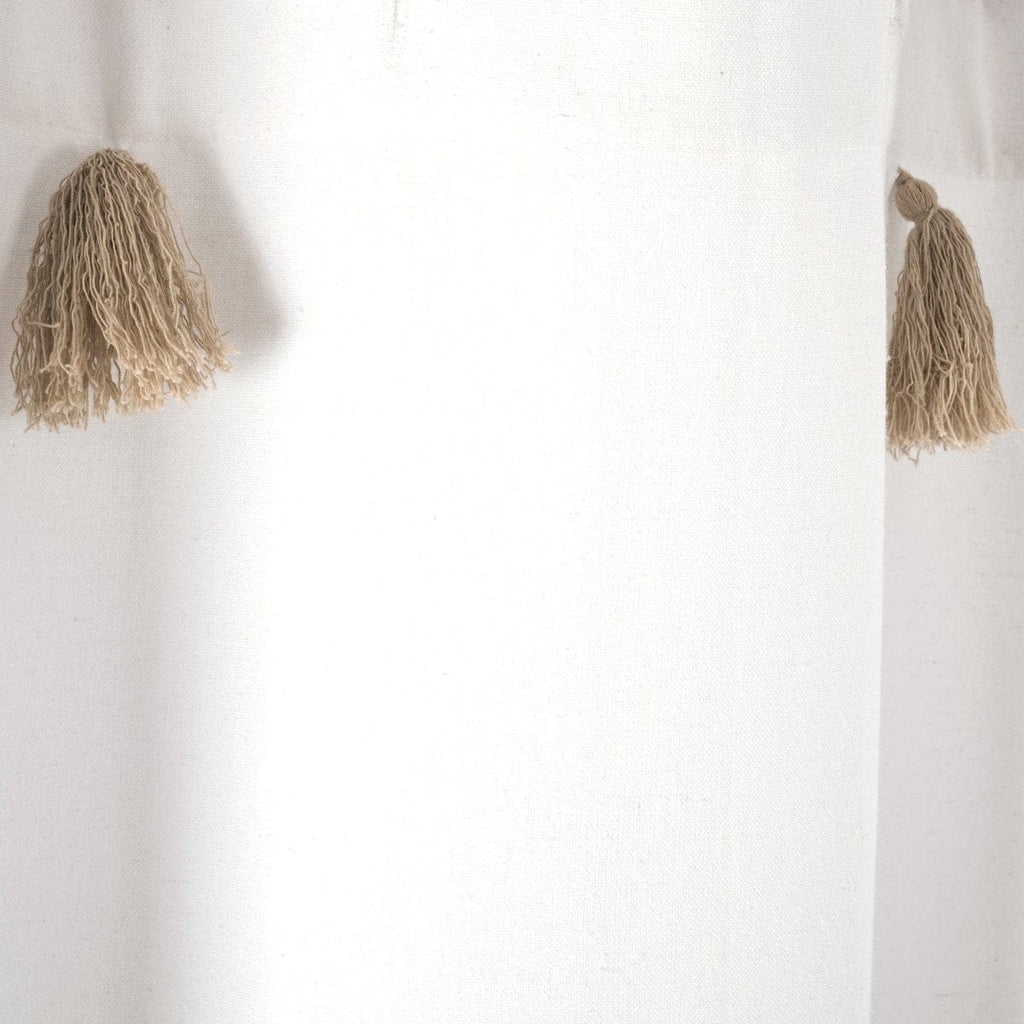 Boho Tassel Stripe Yarn Dyed Recycled Cotton Blend Shower Curtain