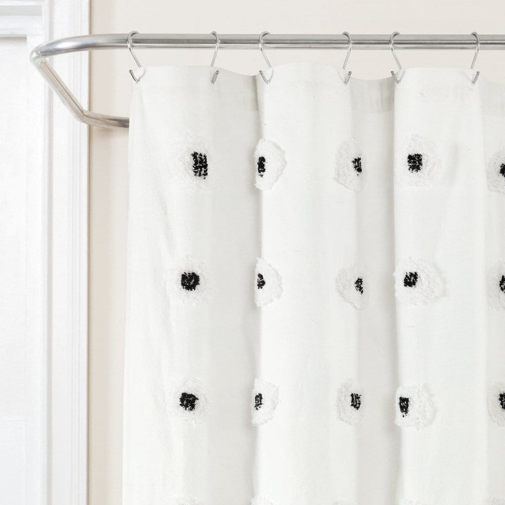 Boho Circle Tufted Yarn Dyed Recycled Cotton Blend Shower Curtain