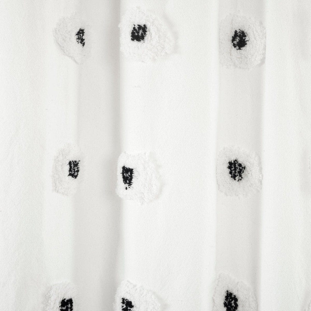 Boho Circle Tufted Yarn Dyed Recycled Cotton Blend Shower Curtain