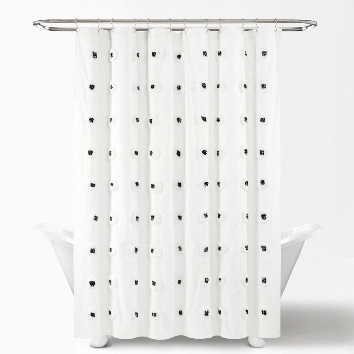 Boho Circle Tufted Yarn Dyed Recycled Cotton Blend Shower Curtain