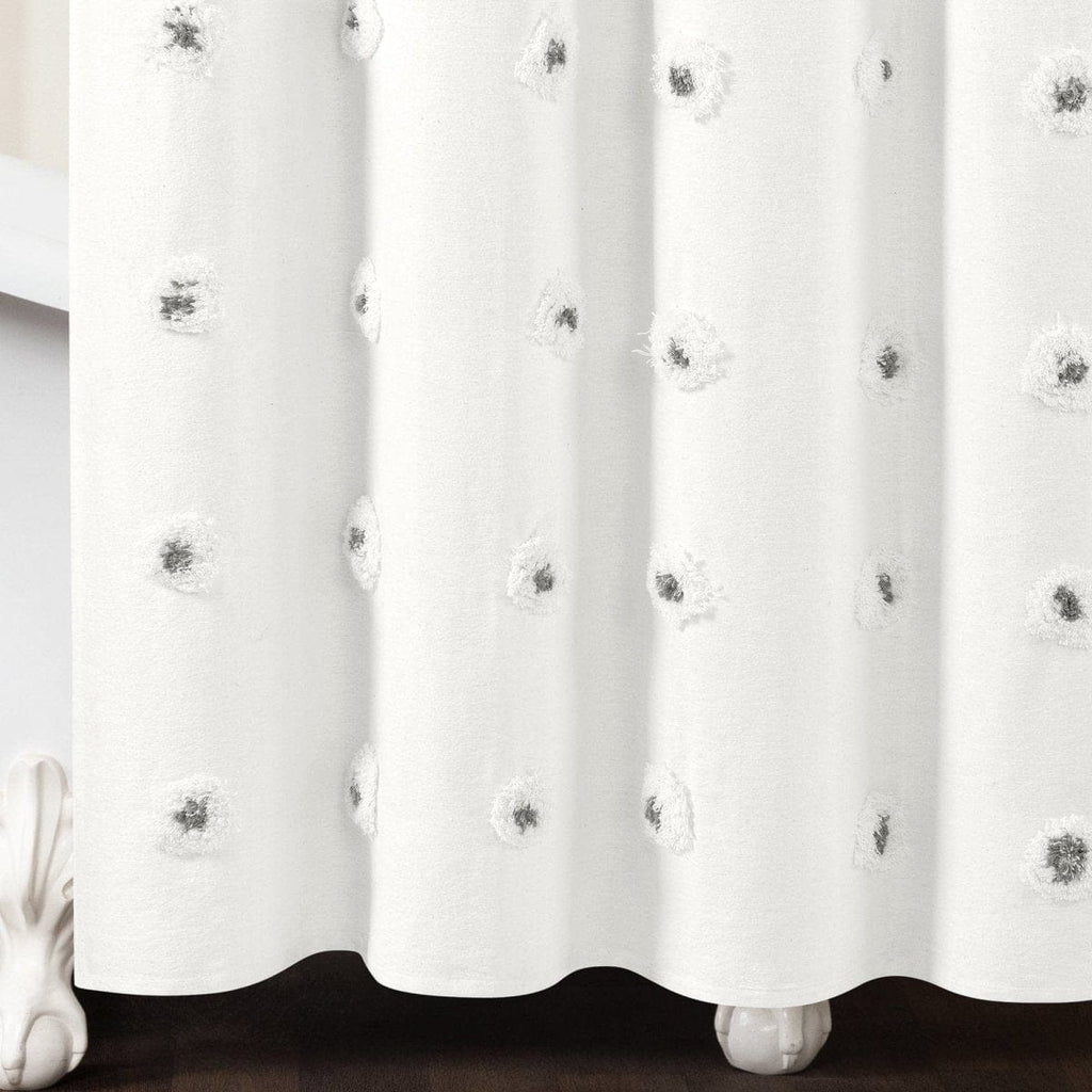Boho Circle Tufted Yarn Dyed Recycled Cotton Blend Shower Curtain