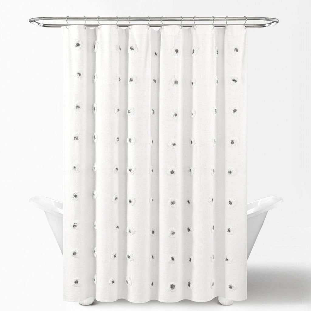 Boho Circle Tufted Yarn Dyed Recycled Cotton Blend Shower Curtain