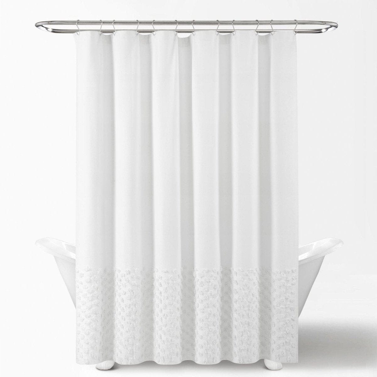 Boho Polka Dot Yarn Dyed Recycled Cotton Blend Shower Curtain