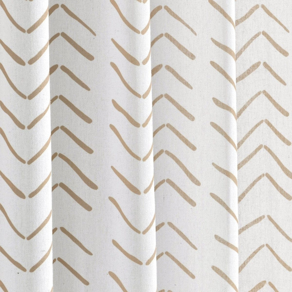 Hygge Modern Arrow Faux Linen Window Curtain Panel Set