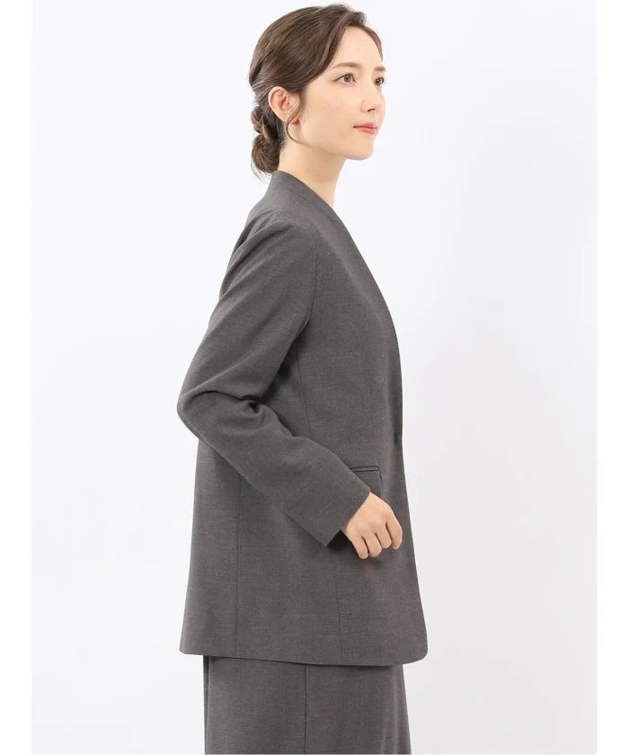 Stretch Washable Woolish No Collar Jacket F496