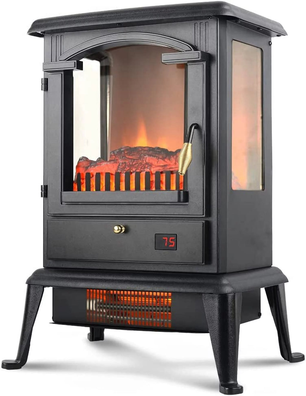 22.4" Freestanding Portable Infrared Fireplace Heater Stove with Remote, 1000W/1500W T954309