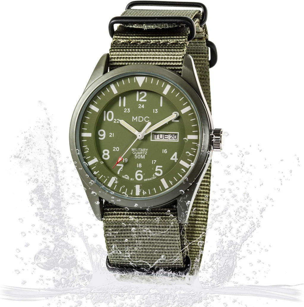 Army Green Analog Quartz Wrist Watch with Nylon Band F245317