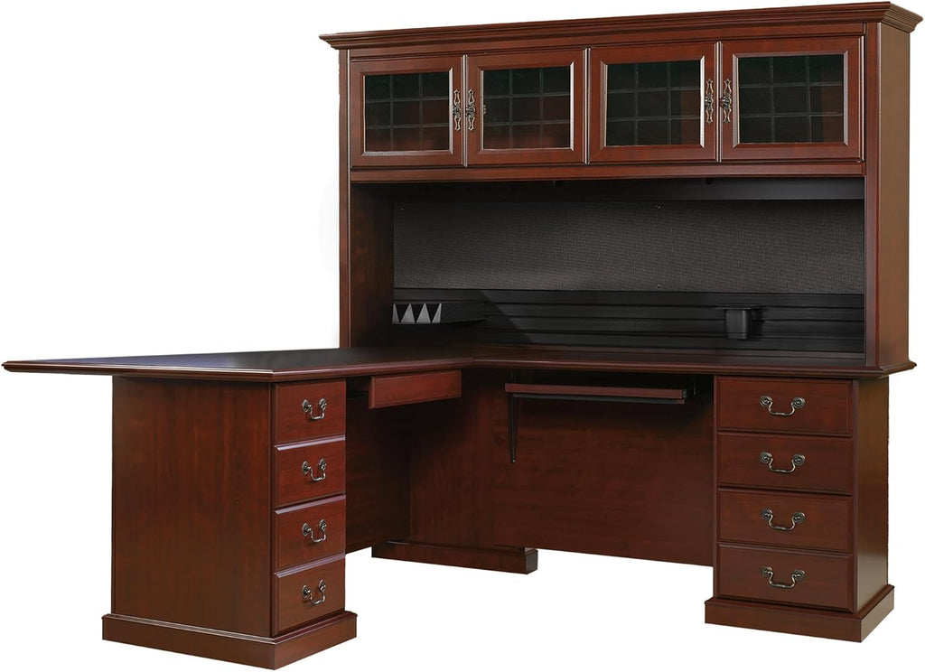 L-Shaped Desk with Office Hutch, Classic Cherry R42663