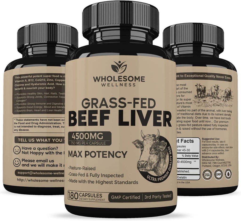 180 Pills 750mg Beef Liver Capsules U1414