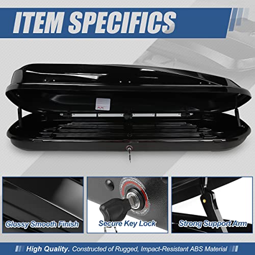 Hard Shell Roof Top Cargo Carrier, 53 x 34 x 15 Inches, 110 Pounds, 11 Cubic Feet, Glossy Black U9744
