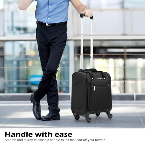 Underseat Carry On Luggage Softside Lightweight Spinner Suitcase O572