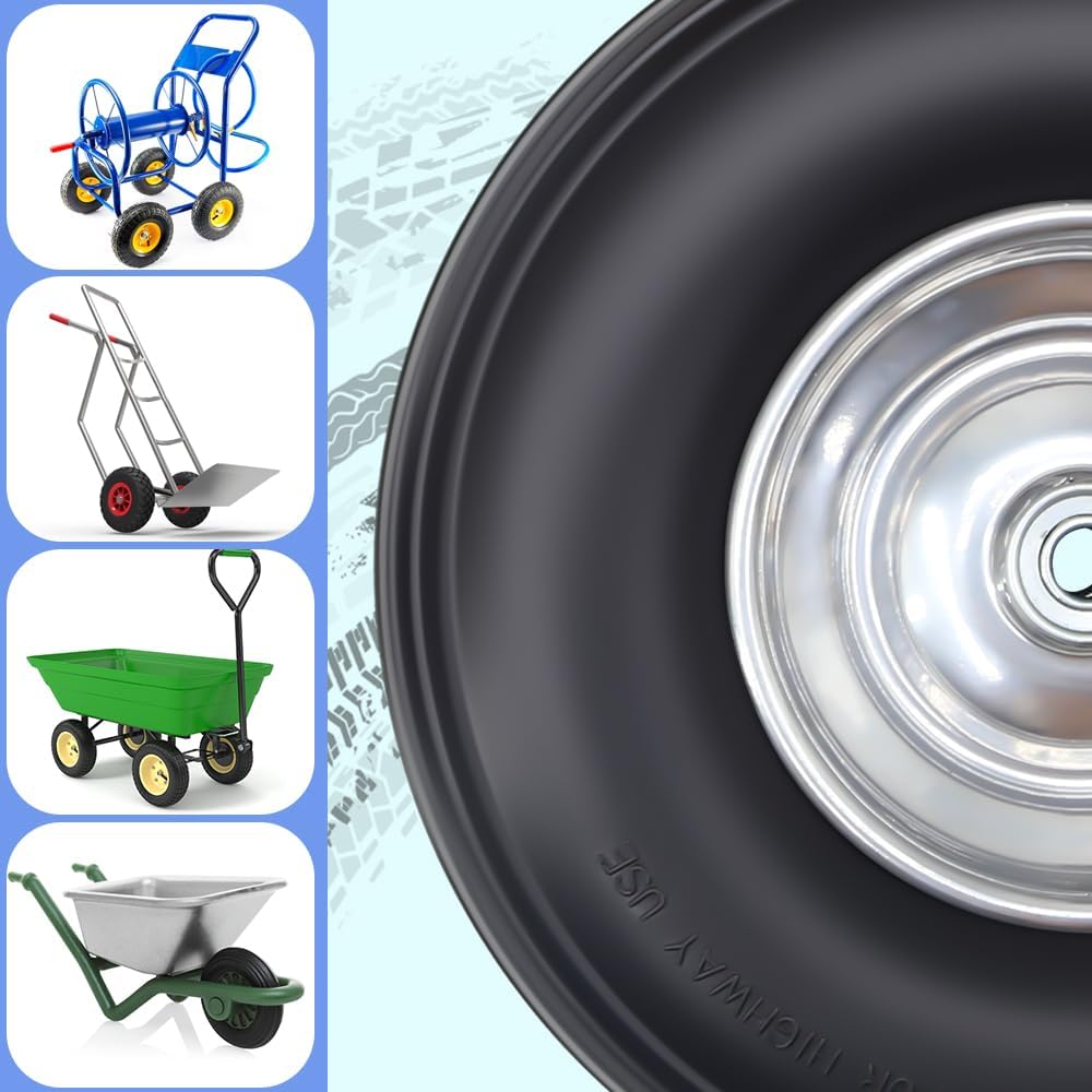 13×4.00-6” Flat-free Solid Tire and Wheel with 3/4 & 5/8 Bearing 1.75"-6" Centered Hub E366310