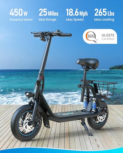Black 12" Electric Scooter with Basket L908807