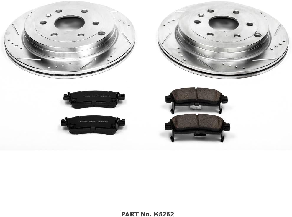 Rear Z23 Carbon Fiber Brake Pads with Drilled & Slotted Brake Rotors Kit K694373
