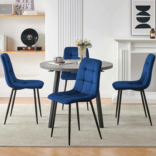 4-Person Round Dining Table Set with 4 Grey Chairs X3902