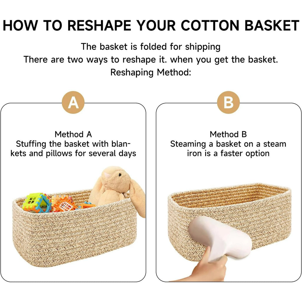 Small Storage Baskets, 3 Packs, 13x8.5x5.1”, Woven Rope R758