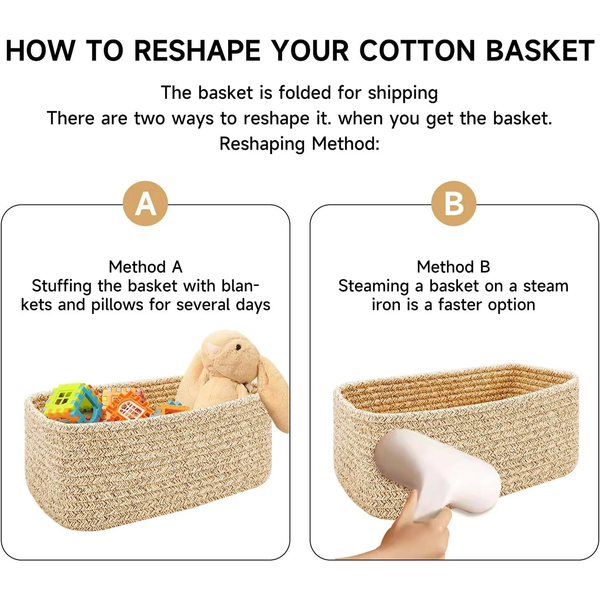 Small Storage Baskets, 3 Packs, 13x8.5x5.1”, Woven Rope R758