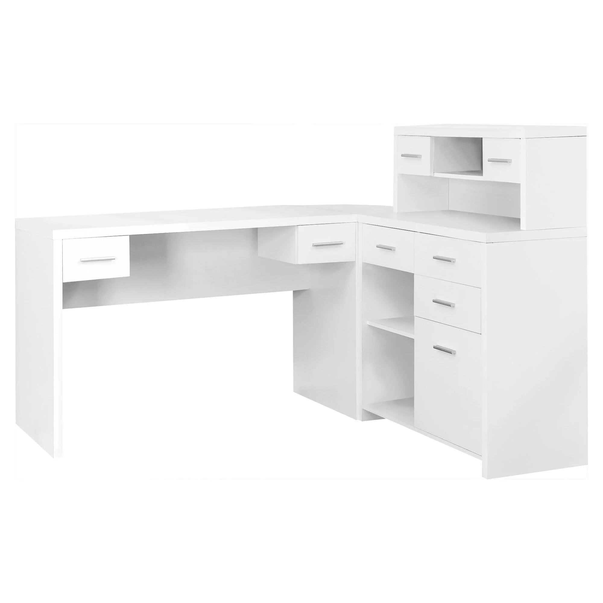 White L-Shaped 8 Drawer Computer Desk P408223