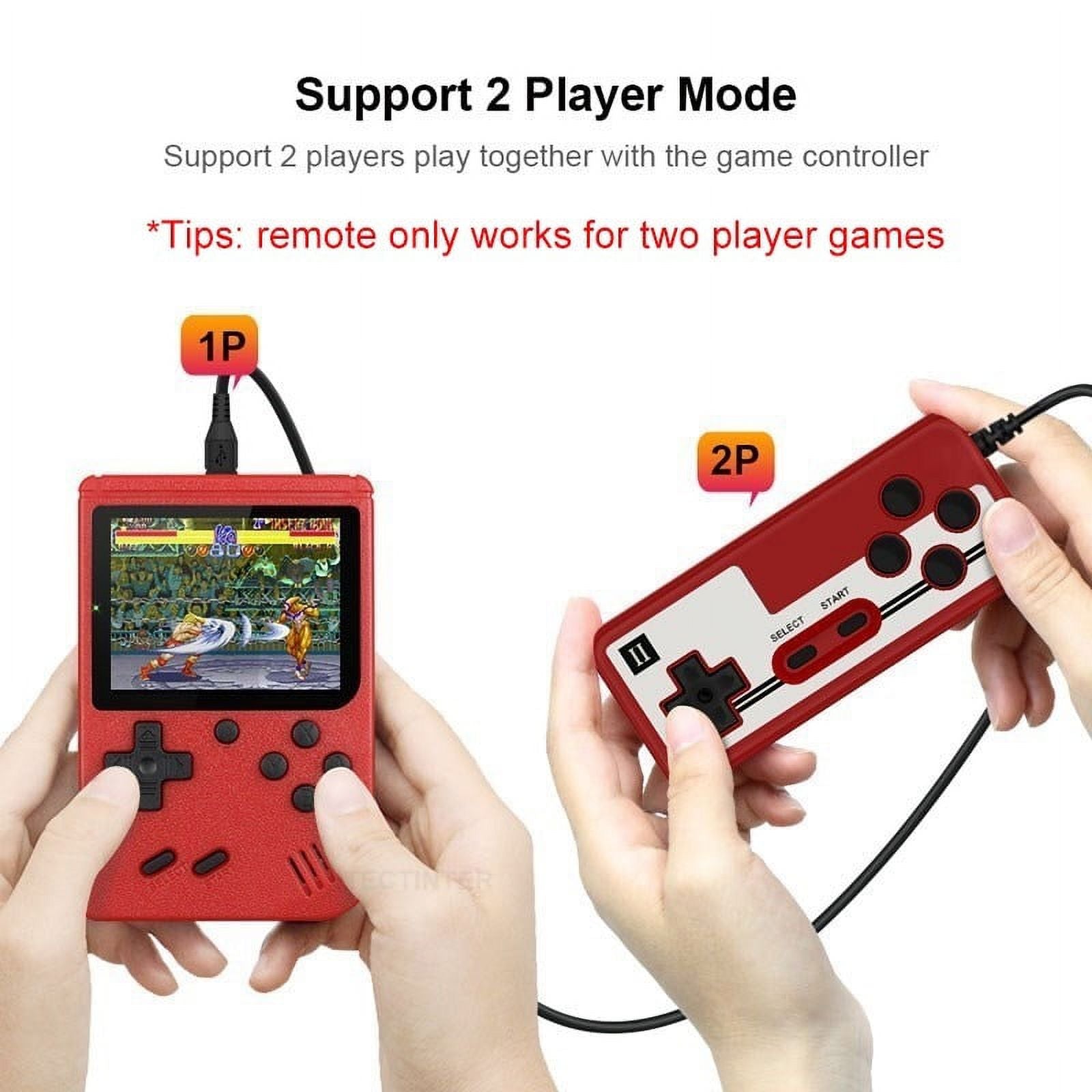 Red mini handheld electronic game console with 3.0-inch color LCD, built-in 400 games O266980