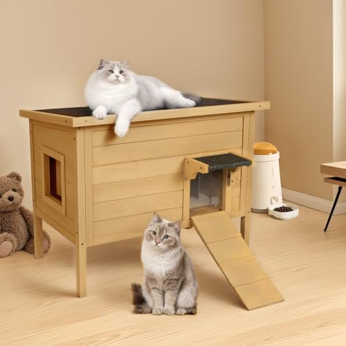 Large Grey Wooden Outdoor Cat House Z44162