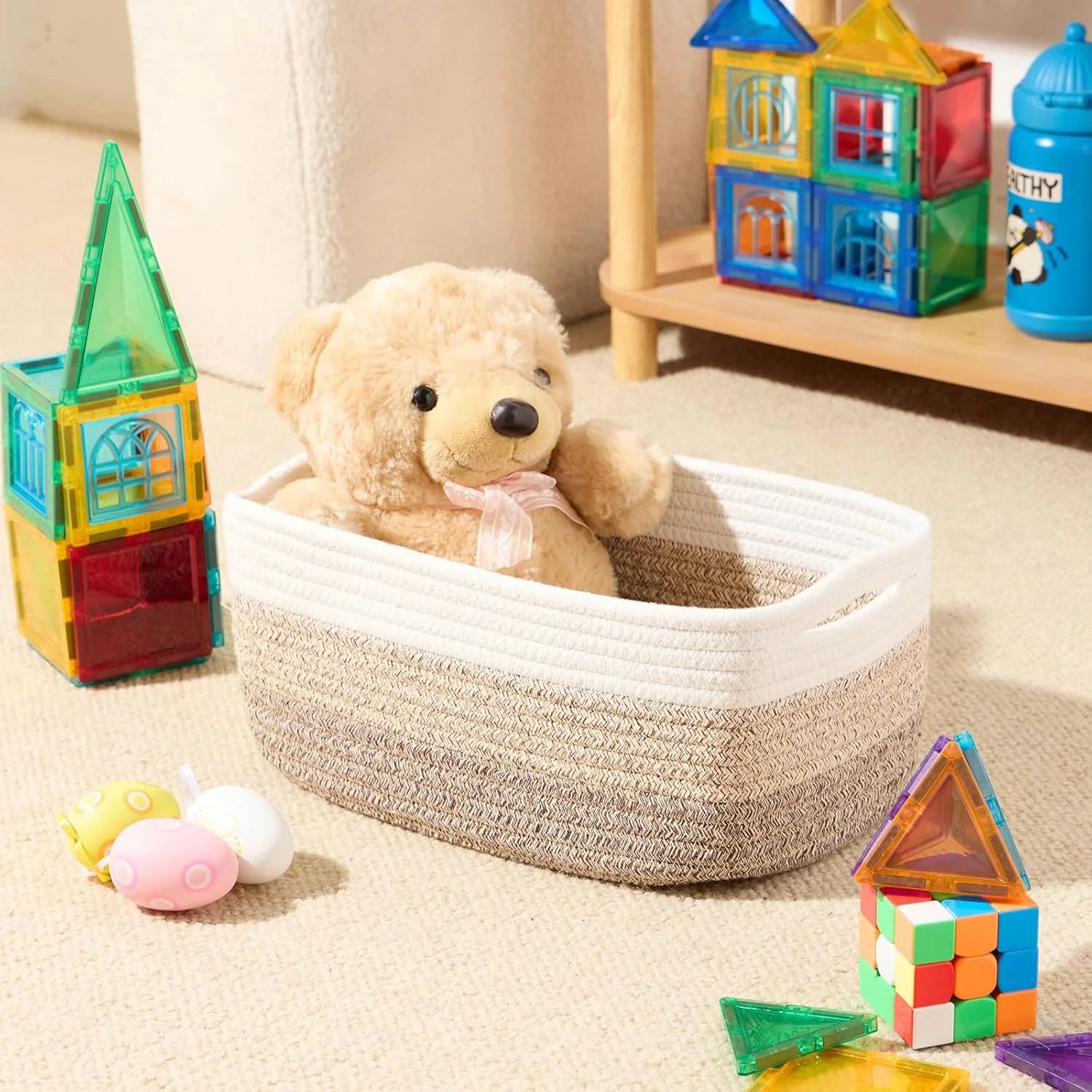 Small Storage Baskets, 3 Packs, 13x8.5x5.1”, Woven Rope R758