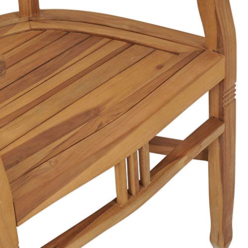 2 pcs Solid Teak Wood Patio Dining Chairs with Backrest and Armrest Y50870