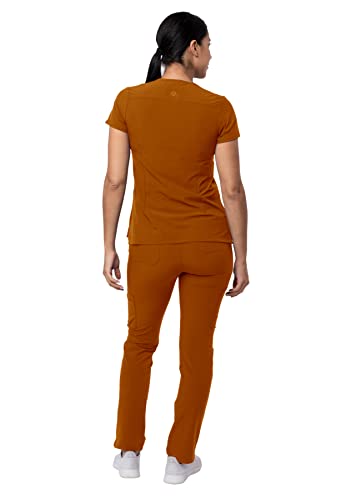 Notched V-Neck Scrub Top & Skinny Cargo Scrub Pants J178991