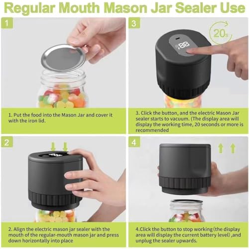 Black Electric Mason Jar Vacuum Sealer Z526