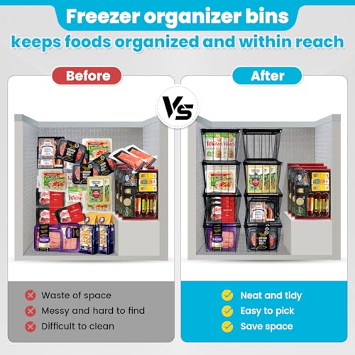 6 Pack Black Freezer Organizer Bins B4814