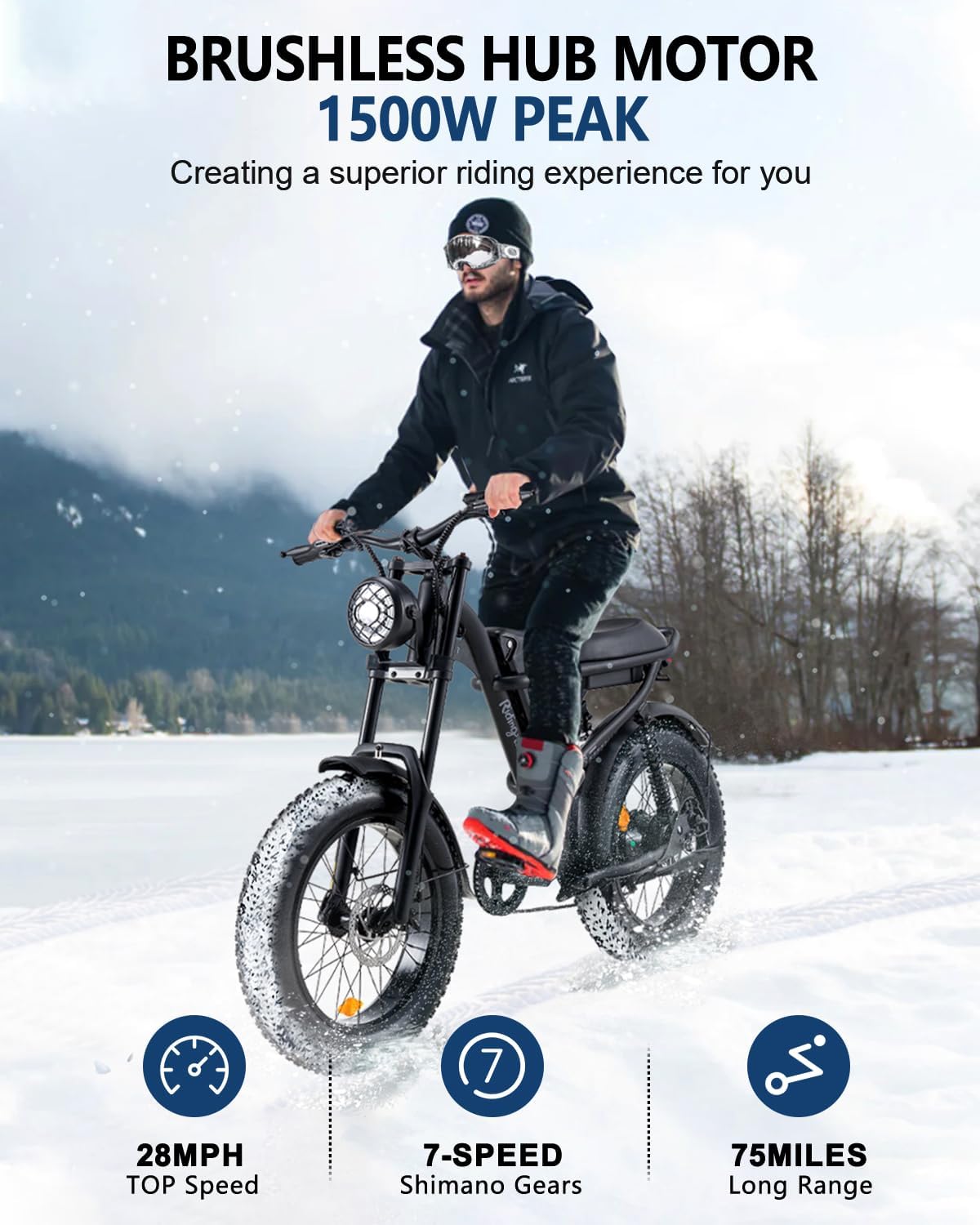 Retro 1500W Electric Bike with 20 Inch Fat Tire R537