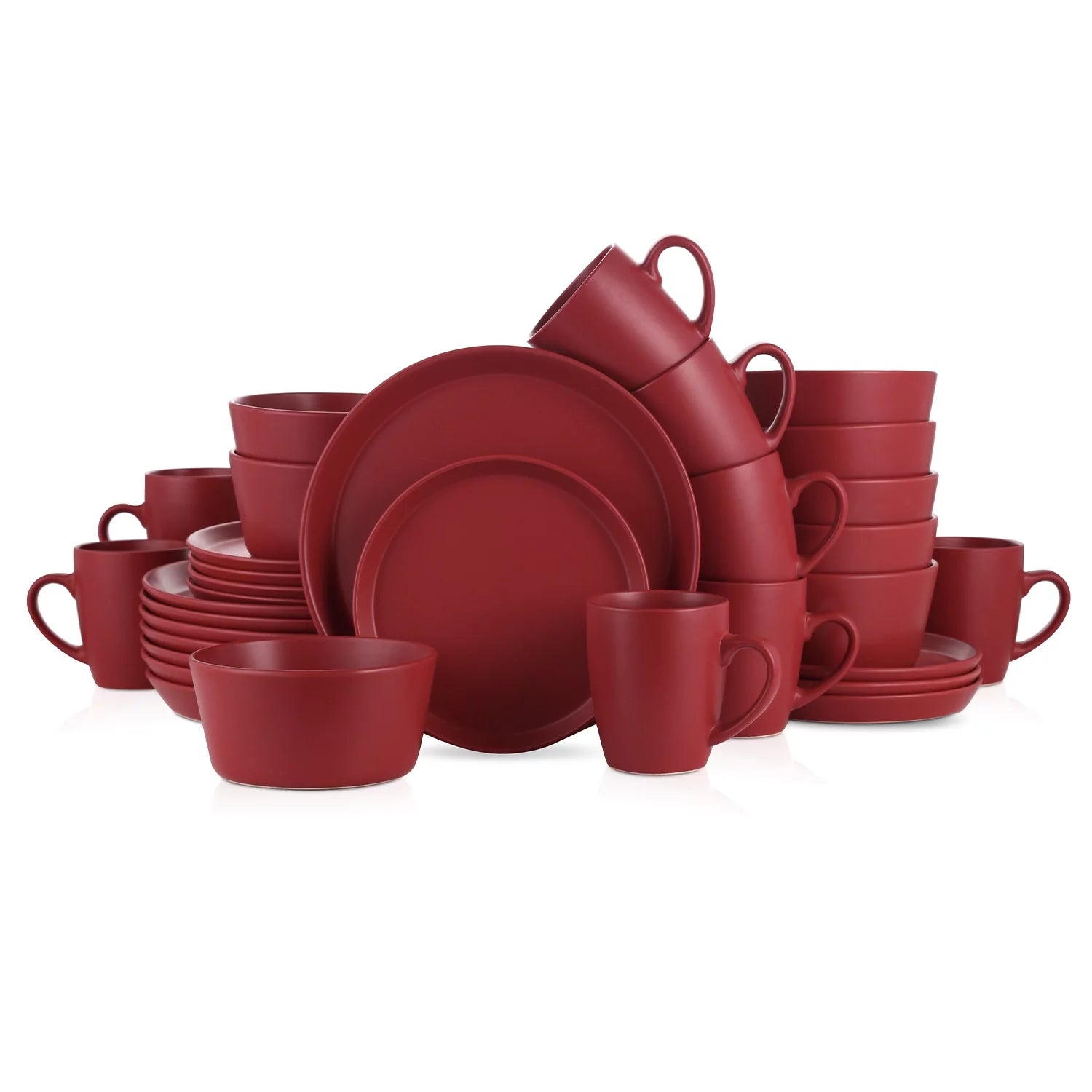 32-Piece Stoneware Dinnerware Set Red F425243