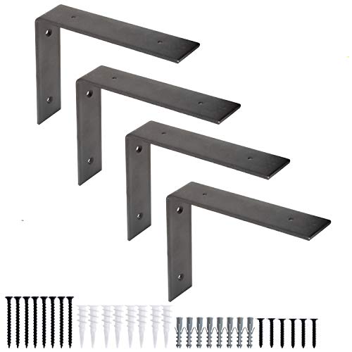 4 Pack Rustic Iron Black Metal Shelf Brackets N90976