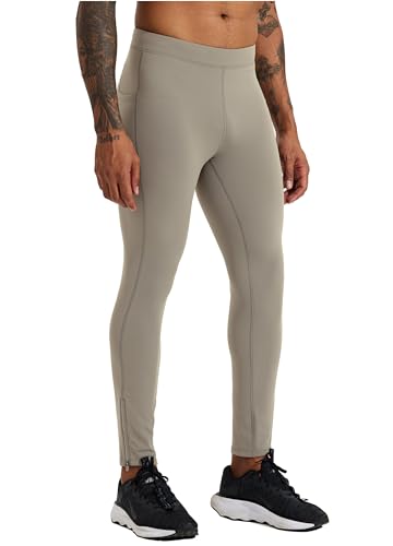 Men's Fleece Running Leggings Winter Cycling Tights Pants Water Resistant Zipper Pockets R2607