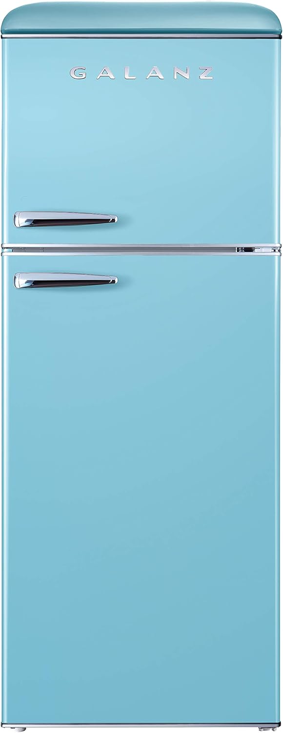Retro Top Mount Refrigerator, Dual Door Fridge, 7.6 Cu Ft, Blue T8340