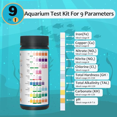 9-in-1 100 Strips Aquarium Water Test Strips U5334