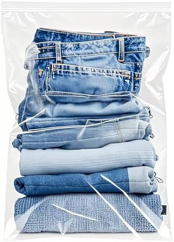 Large 5 Gallon Plastic Storage Bags (10 Pack) - 18" x 24", 2.4 Mil Thick, Resealable Clear Zipper Bags L658116